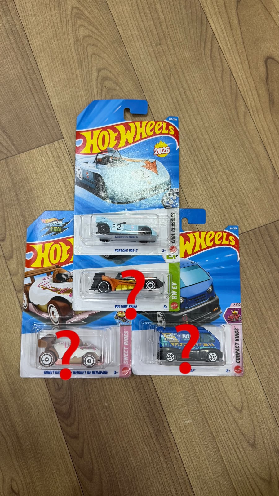 PORSCHE 908-3 AND 3 RANDOM FANTASY CARS - SINGLE HOTWHEELS