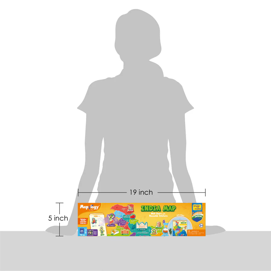 Imagimake Mapology India Map Wall Chart with Reusable Stickers