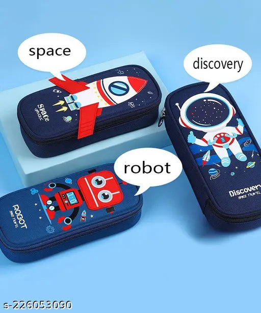 Cute Cartoon Pencil Case for Kids Big Capacity Canvas Kawaii Pencil Pouch with Zipper Waterproof & Durable Compartment Large Storage Pencil Bag