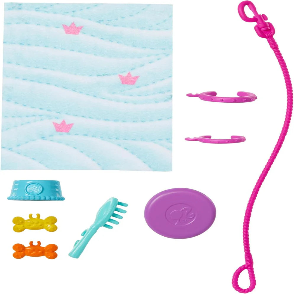 Barbie Doll With A Toy Pup And Dog in A Wheelchair, Plus Pet Accessories