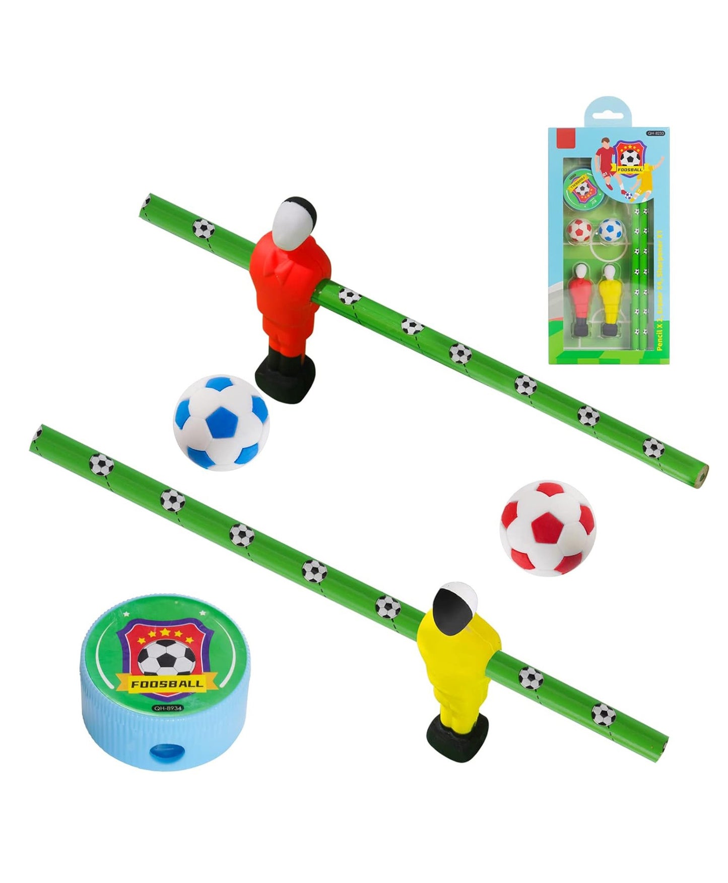 Football Theme Stationery Set includes Pencils Erasers & Sharpener Writing Set