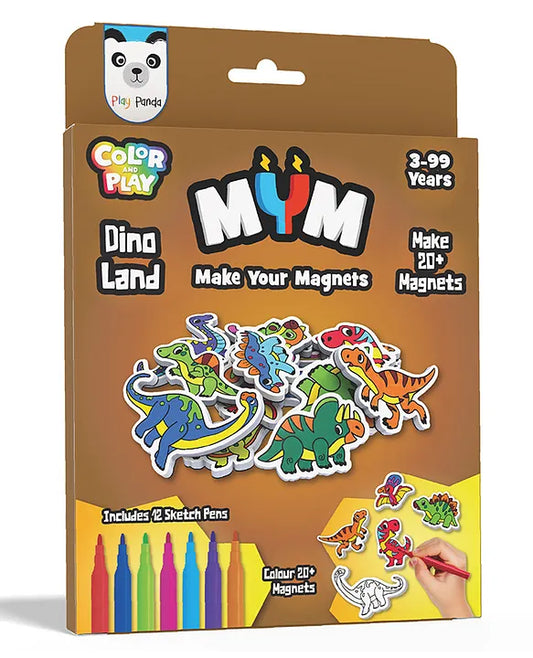 Play Panda MYM Colour & Play Fun Craft Kit for Kids | Make 20+ Fridge Magnets | DIY Craft & Colouring Activity