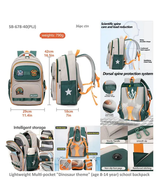 16.5 Inches Dinosaur Theme Backpack For Kids With Adjustable Straps Premium bag pack