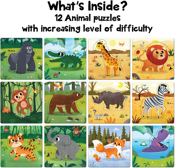 Play Panda Jungle Animals Puzzle Set 12 Pictures - Multicolor