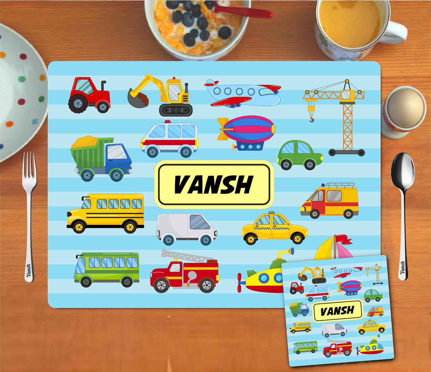 Personalised Table Place Mat and Coaster Combo