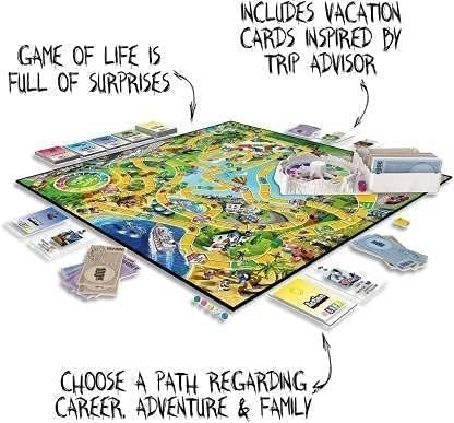 The Game of Life Game, Family Board Game for 2 to 4 Players, for Kids Ages 8 and Up, Includes Colorful Pegs, Multicolour