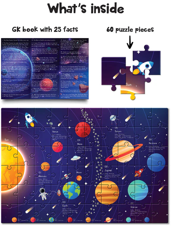 Play Panda Solar System Puzzle, 60 Piece Floor Puzzle – Educational Puzzle – Learn About Planets