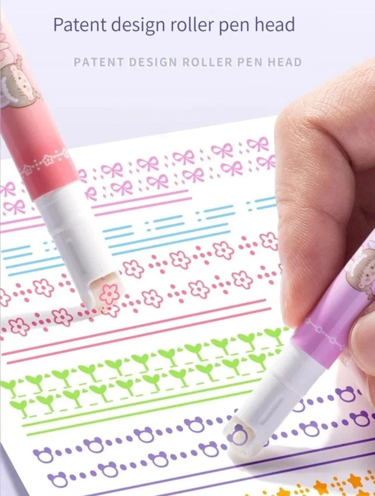 Roller design 8in1 double head highlighter pen multipurpose