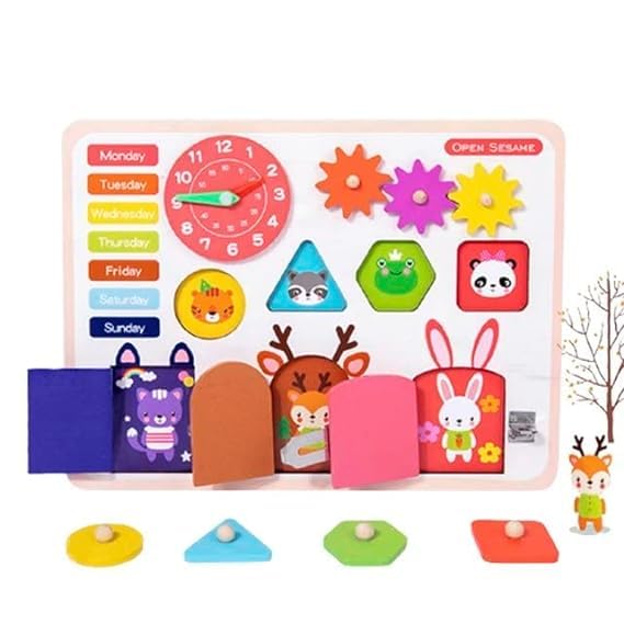 Sesame Busy Board- Multifunctional Non Toxic Wear Resistant Wooden Activity Board