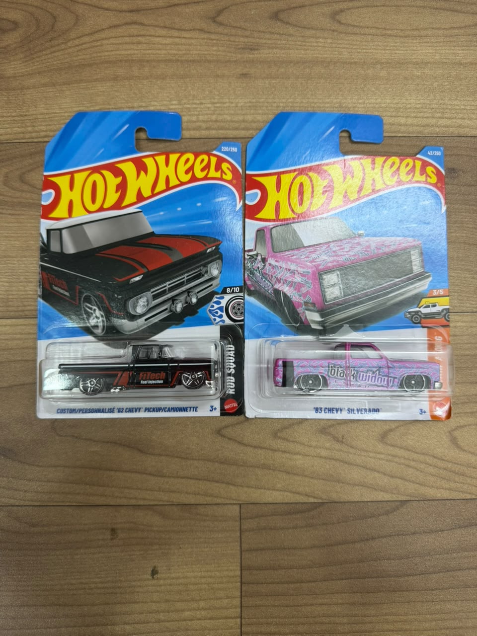 62 CHEVY PICKUP CUSTOM/PERSONALISE AND 83 CHEVY SILVERADO : SINGLE HOT WHEELS CARS