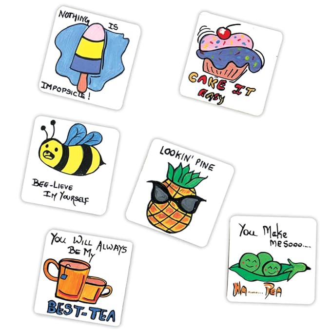 Toykraft Magnetic Giggles Tile Art DIY Kit for Kids 5-8 Year, Colour & Create 6 Fridge Magnets