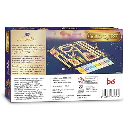Disney's Aladdin, All Ages Gold Quest Borad Game | Earn Gold As You Dive Into The Enchanting World Inspired by Agrabah, Where Treasures Await The Brave