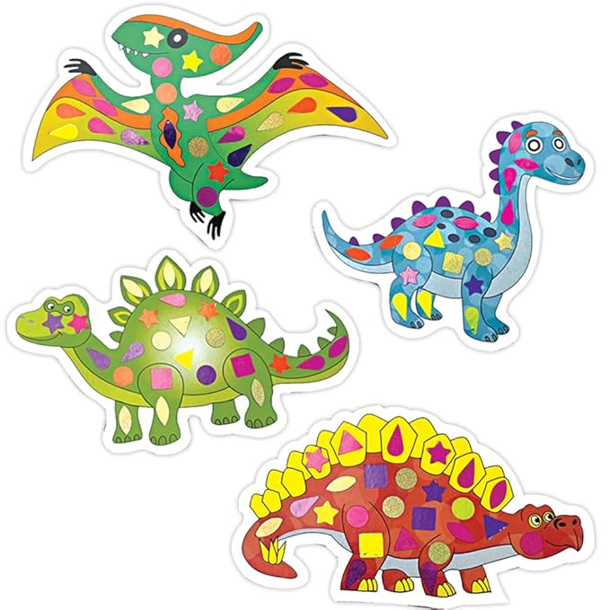 Toykraft Dinosaur-themed Return Gifts for Kids Birthday Party Bulk, Jurassic Spark Mosaic Art DIY Kit for Kids Aged 3-5 Year, Make 3 Dino Pictures