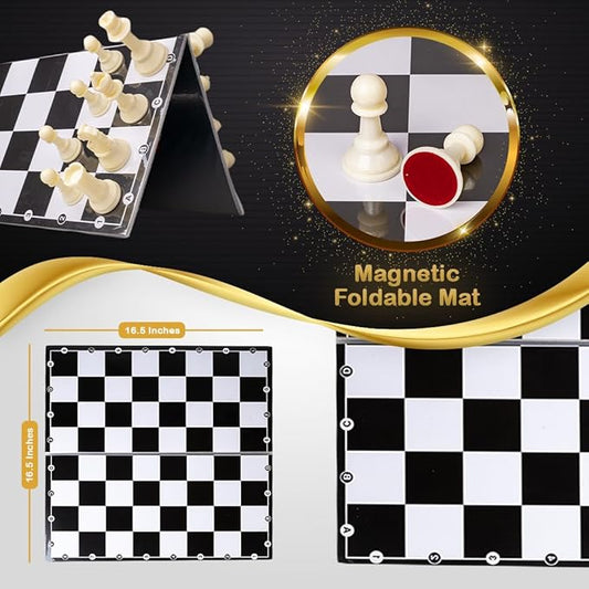 Ratna's Legend Magnetic Chess Jumbo Size Foldable Magnetic Chess Board Set with Magnetic Pieces Having Storage Case for Each Piece, Board Games for Kids and Adults (16.5x16.5 Inches)