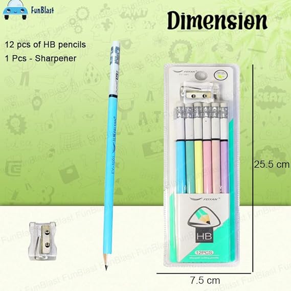 Fancy Pencil Set for Kids - Macaron Pencils for Kids, HB Pencil Set with Sharpener for Kids, Boys and Girls, Kawaii Pencils, Pencil Set for Return Gift (12 Pcs)