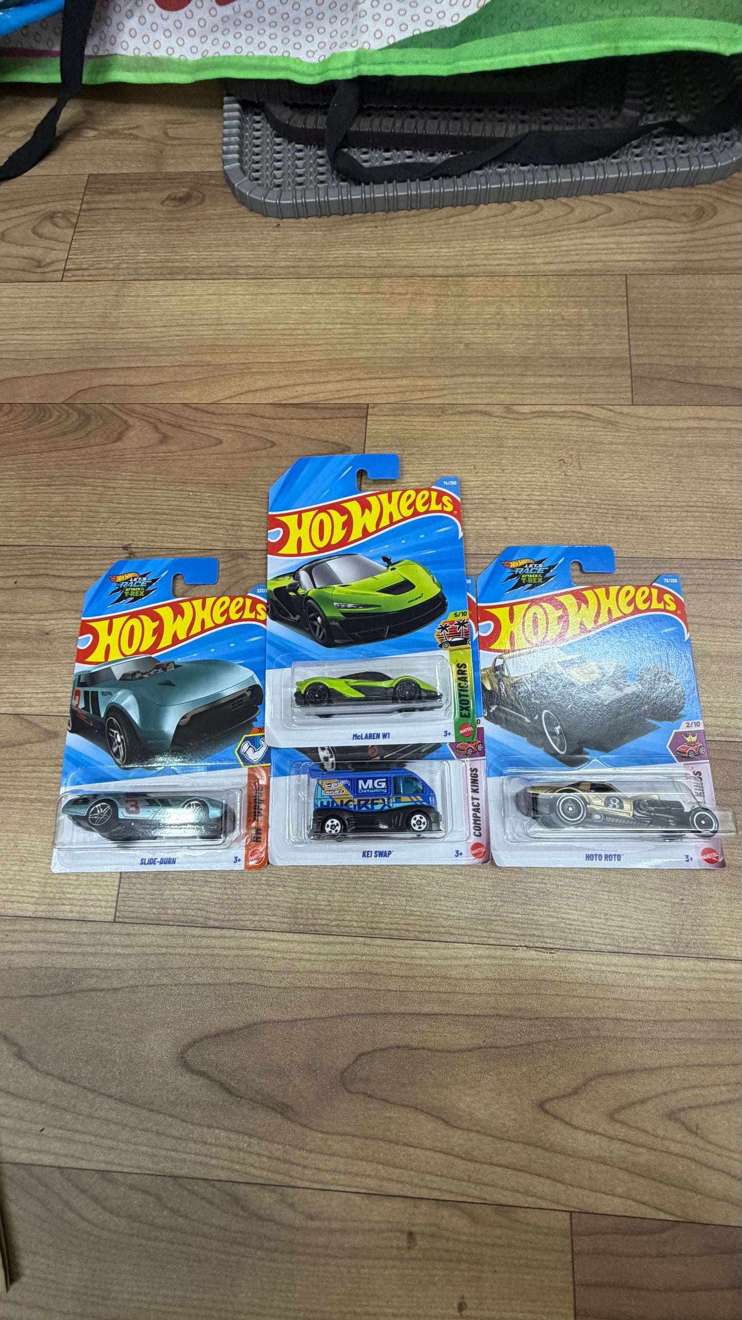 McLAREN W1 and HOTO ROTO and KEI SWAP and SLIDE BURN- SINGLE HOTWHEELS