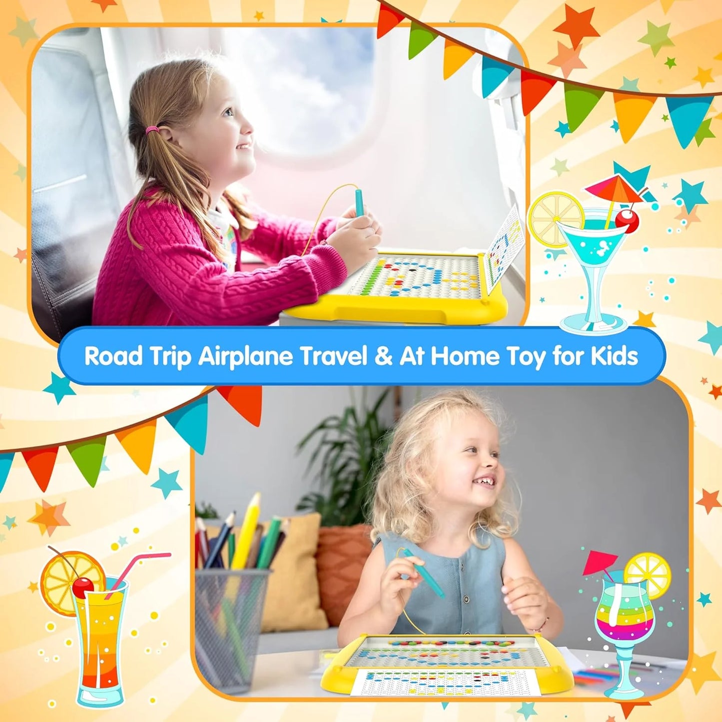 Premium Quality 2-in-1 Magnetic Dot Drawing Board & Magnetic Maze for Kids