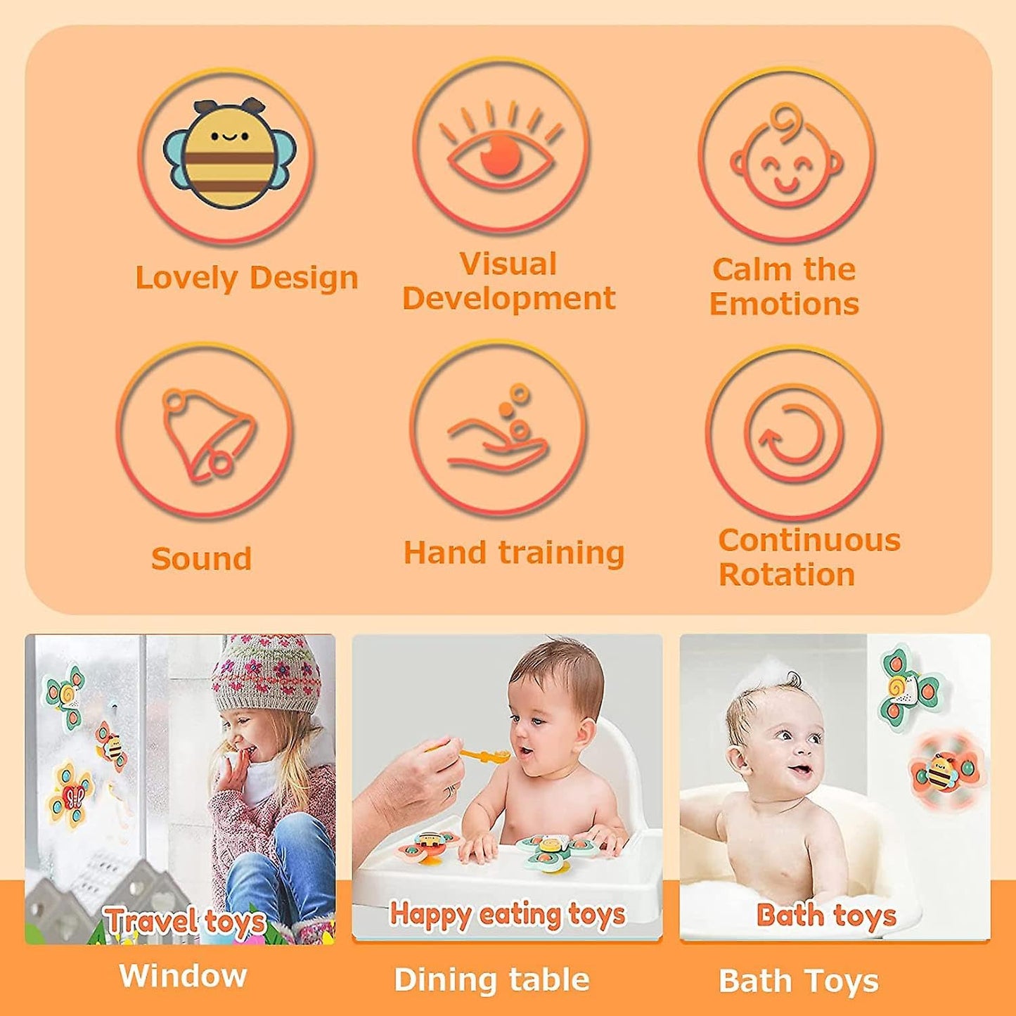 3 pcs Suction Spinner Toy