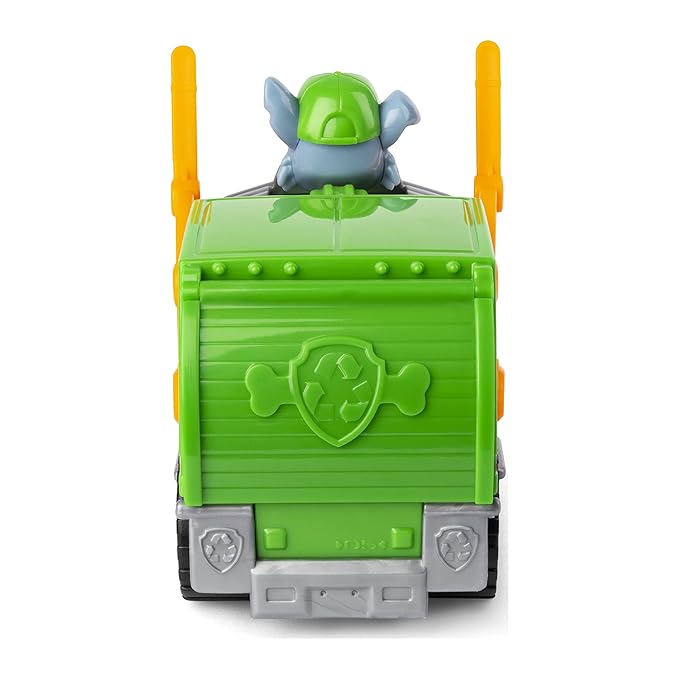 Paw Patrol, Rocky's Recycle Truck Vehicle with Collectible Figure, Vehicle and Pup