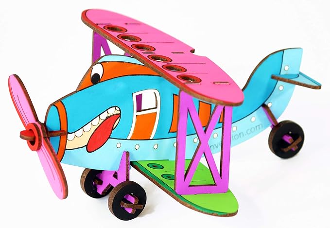Funvention Bi-Plane - 3D Coloring Model - DIY Desk Organizer Pen Stand