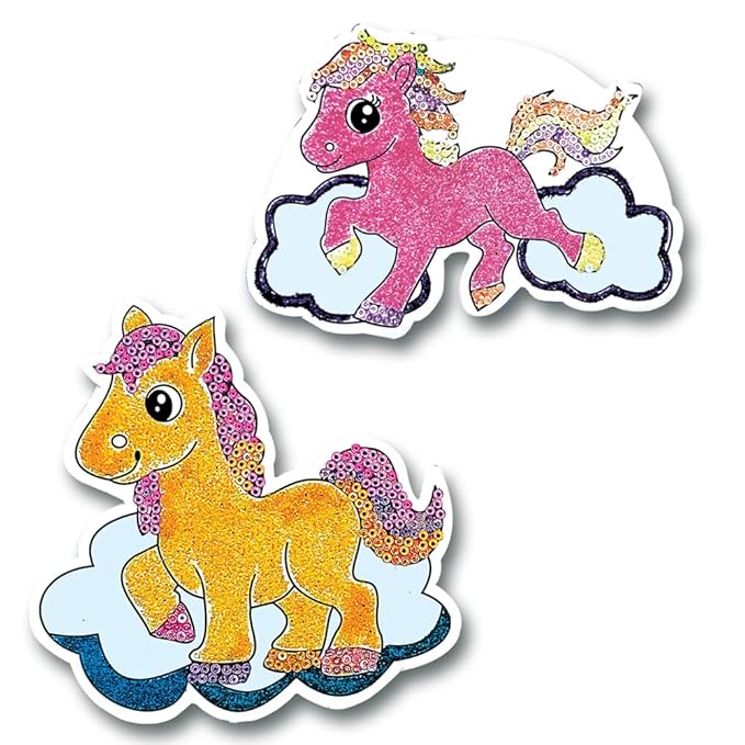 Toykraft Pony-themed Return Gifts for Kids Birthday Party Bulk, Pony Parade Sparkling Art DIY Kit for Kids 5-8 Year, Create Glitter & Sequin Art