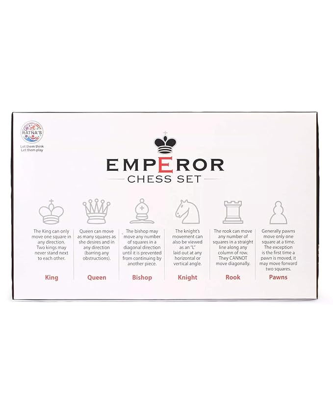 Ratna's Emperor Chess Set Board Game with Folding Chess Board and Black & White Chessmen's for Kids & Adults