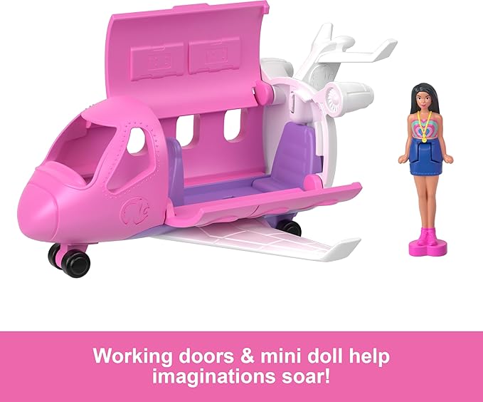 Barbie Mini Barbieland Color‑Changing Dreamplane with 1.5″ Doll (4 yrs+) – Fun, Collectible Travel Toy