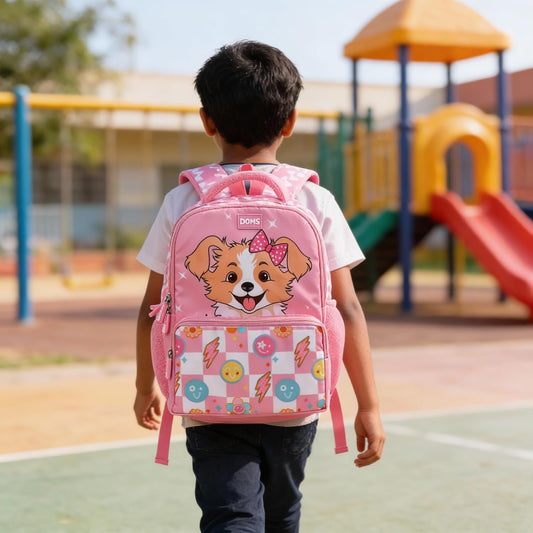 DOMS Waterproof School Bag for Kids – Puppy Face Series | Cartoon Print