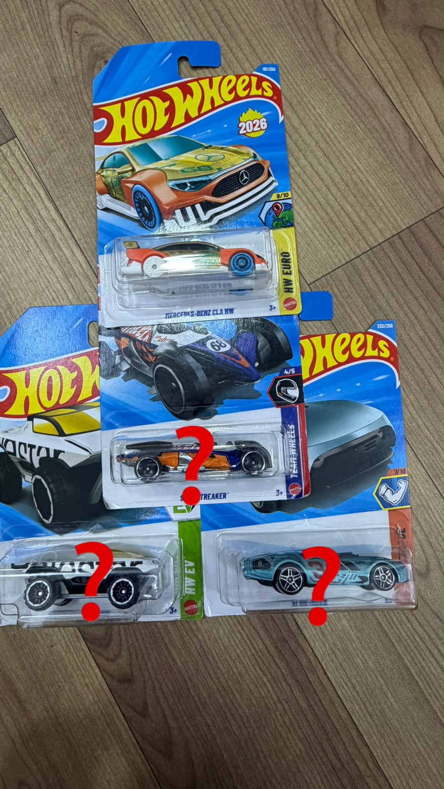 MERCEDES BENZ CLA HW AND 3 RANDOM FANTASY CARS- SINGLE HOTWHEELS CAR