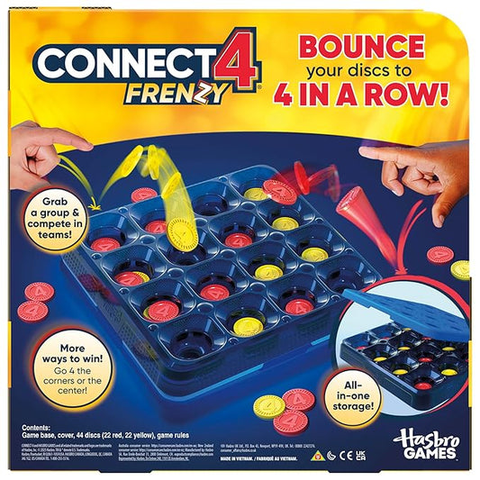 Hasbro Gaming Connect 4 Frenzy Game | Bounce Discs 4 The Win | Family Party Games for Kids, Teens, and Adults | Ages 8+ | 2 to 6 Players | 10 Mins. | Portable Games