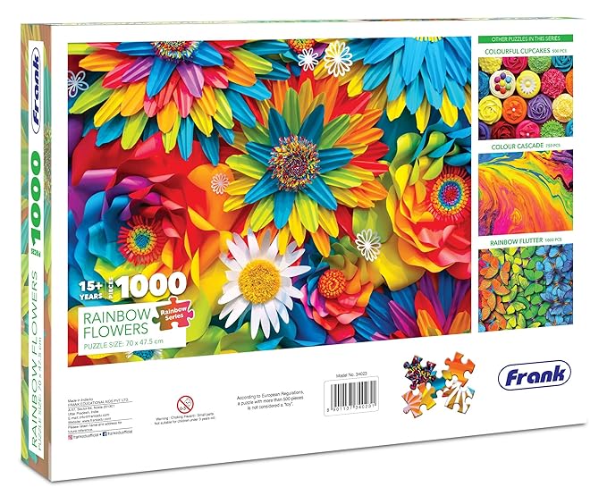 Frank Rainbow Flowers Jigsaw Puzzle for Adults | 1000 Piece Jigsaw Puzzles for Adults & Kids Above 15 Years |