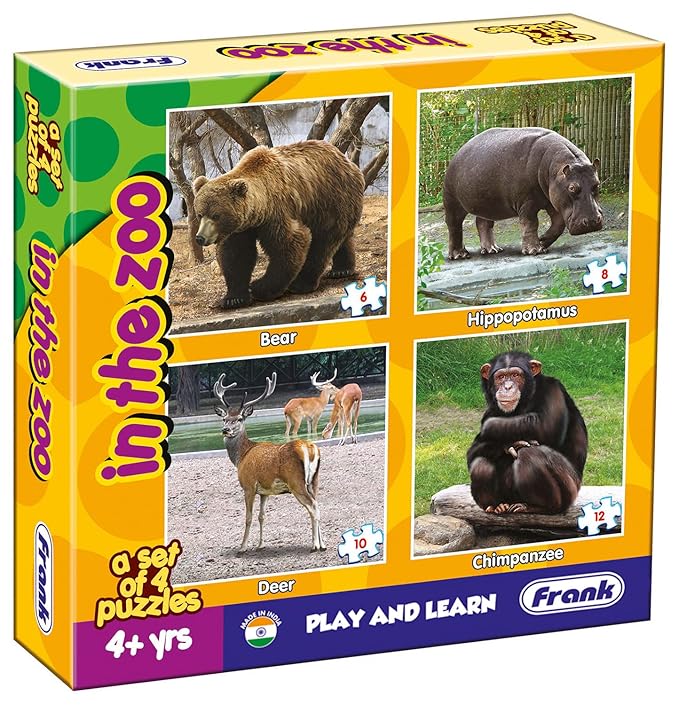 Frank in The Zoo Animal Puzzle - A Set of 4 Jigsaw Puzzle for Kids Above 4+ Years - Fun & Challenging Brain Booster Games - Educational Puzzle for Focus and Memory - 10506