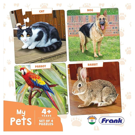 Frank My Pets Animal Puzzle - A Set of 4 Jigsaw Puzzle for Kids Above 4+ Years - Fun & Challenging Brain Booster Games - Educational Puzzle for Focus and Memory - 10504