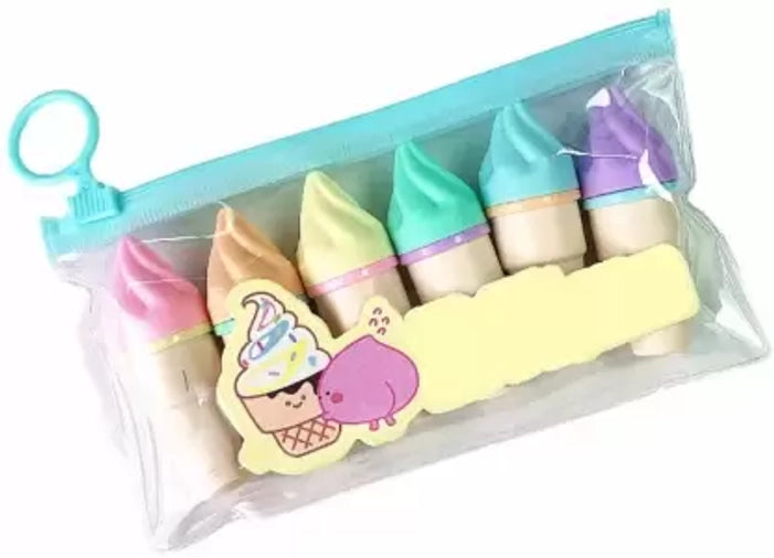 6 pcs Ice Cream Cone Highlighter for kids