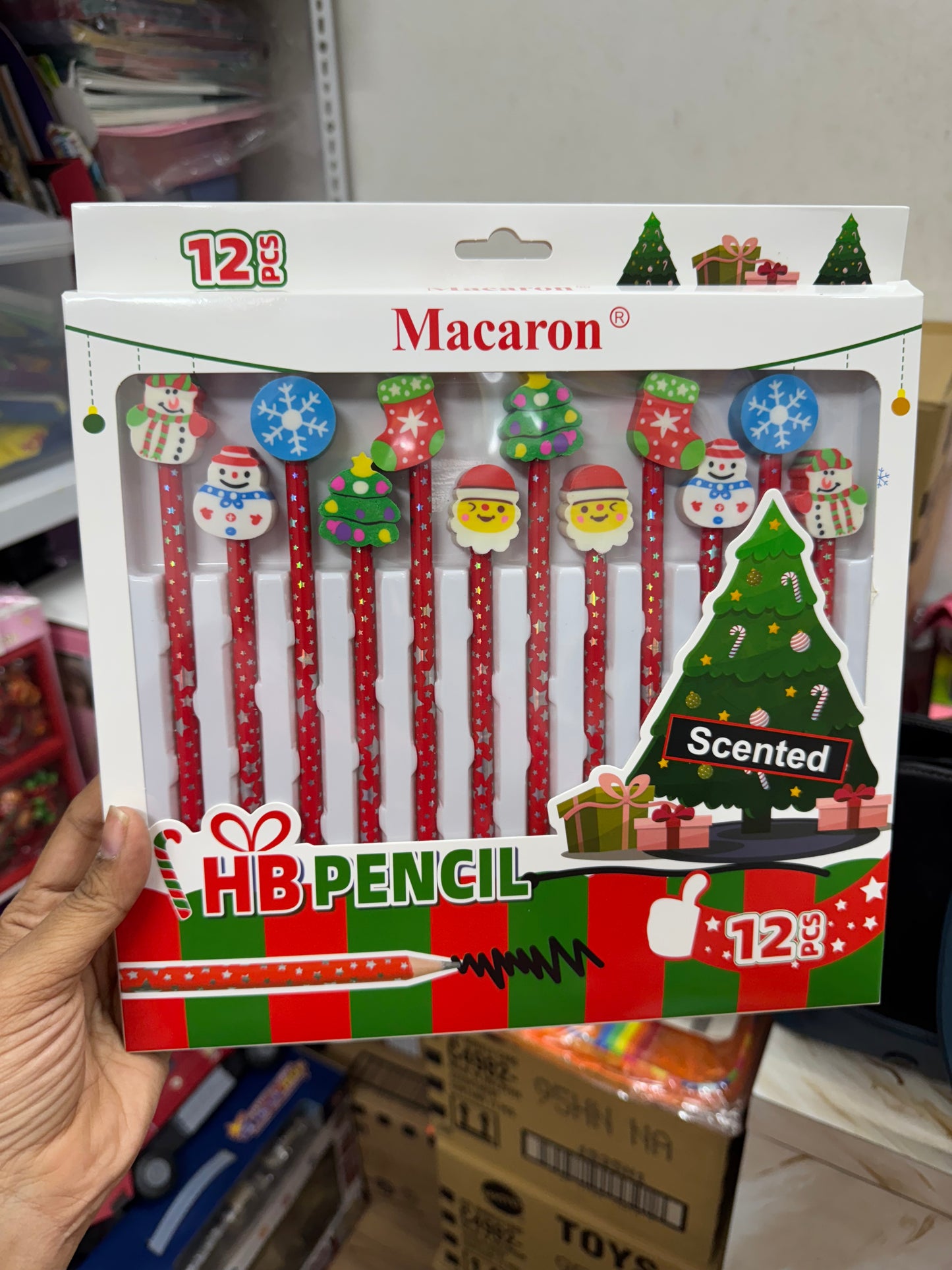 Christmas 12pc Pencil Set with Toppers