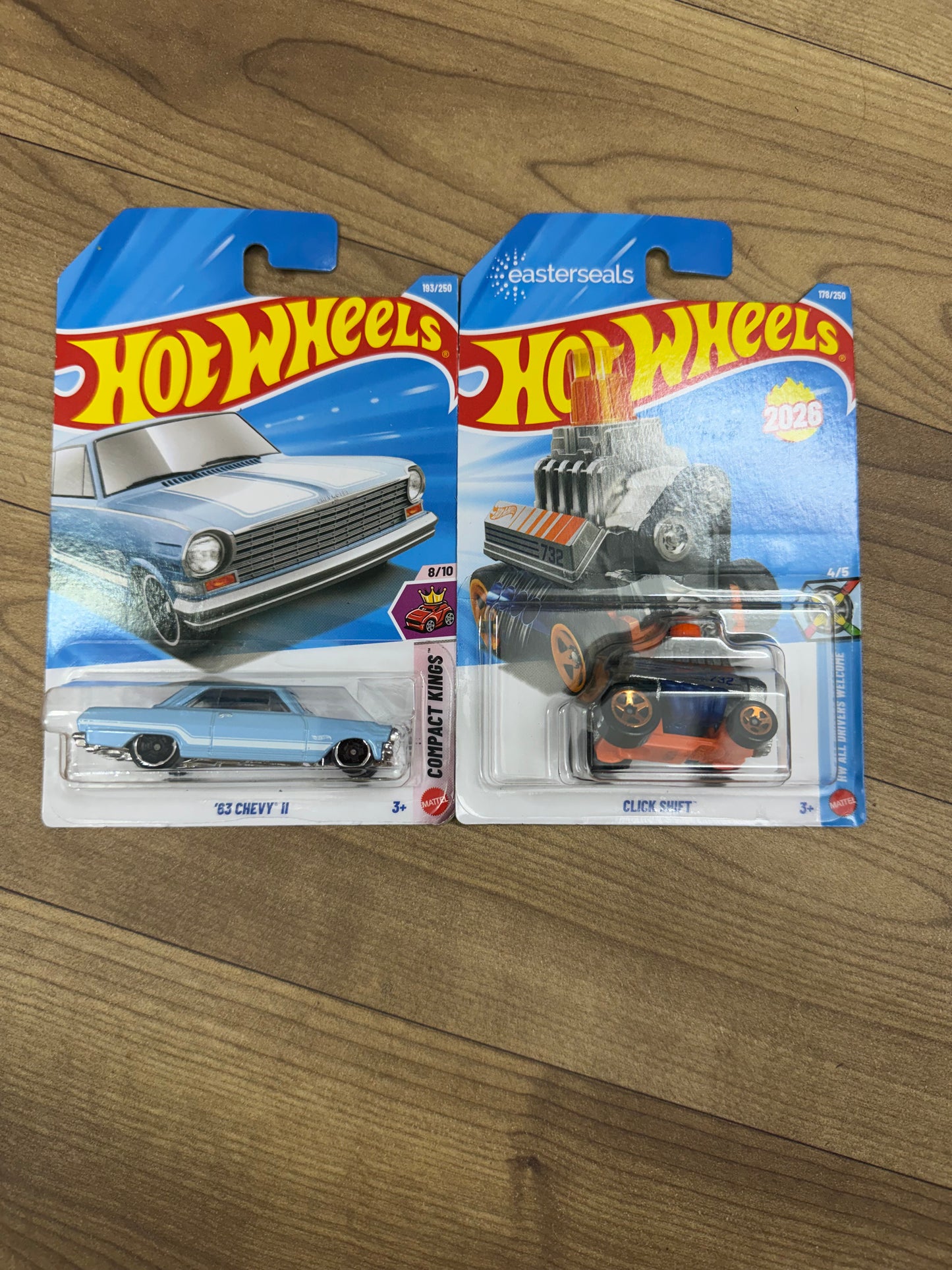 SINGLE HOTWHEELS CAR- 63 CHEVY II AND CLICK SHIFT