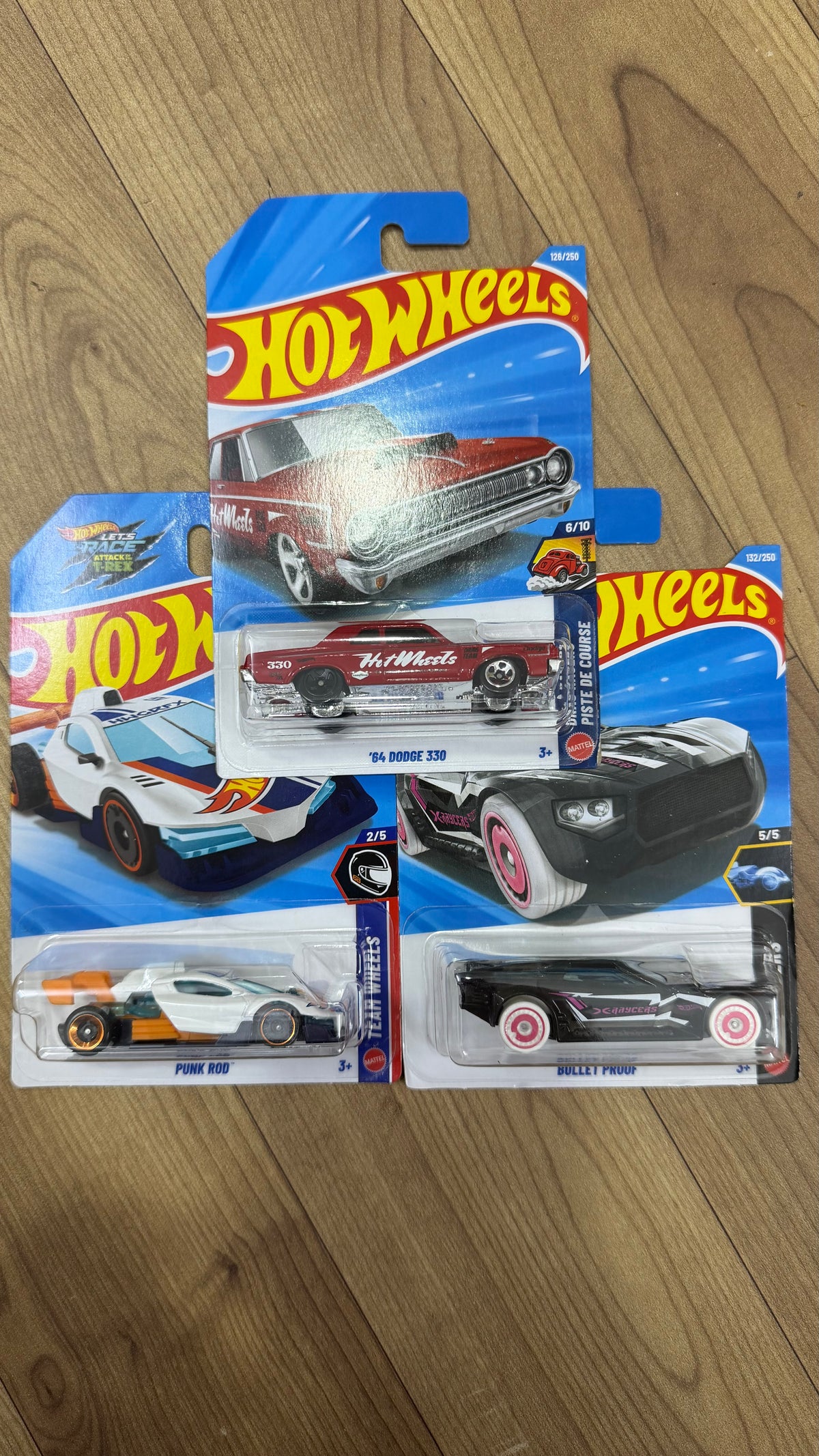 64 DODGE 330 AND BULLET PROOF AND PUNK ROD- SINGLE HOTWHEELS CAR
