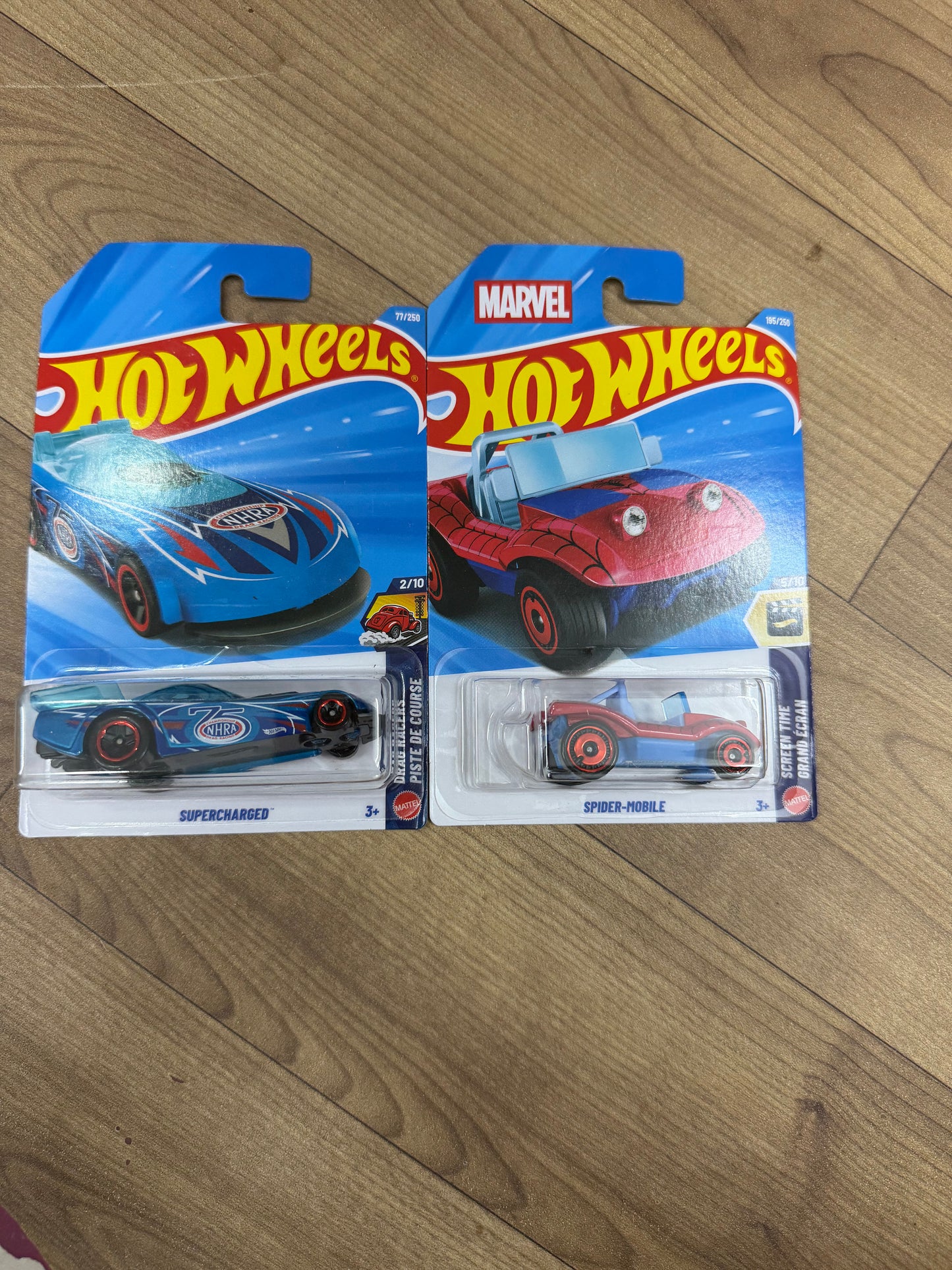 SINGLE HOTWHEELS CAR- SPIDER MOBILE AND SUPER CHARGED