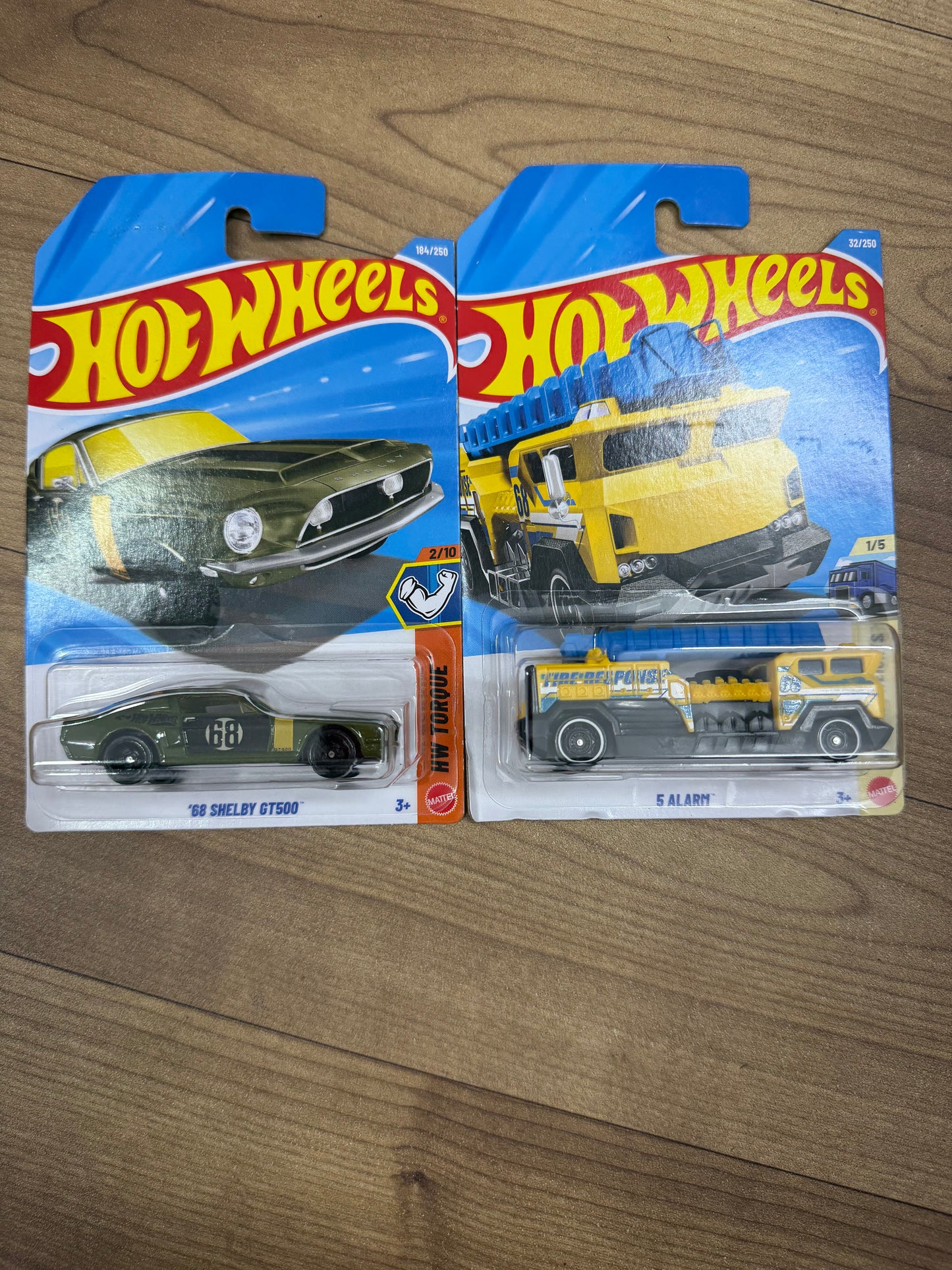 SINGLE HOTWHEELS CAR- 68 SHELBY GT500 AND 5 ALARM