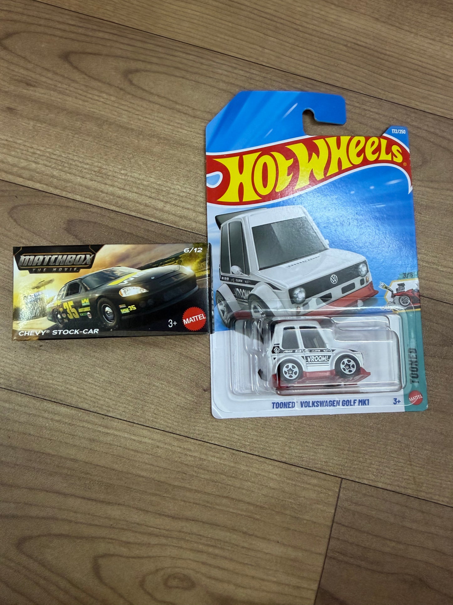 CHEVY STOCK- CAR(MATCHBOX CAR) AND TOONED VOLKSWAGEN HOTWHEELS SINGLE CAR