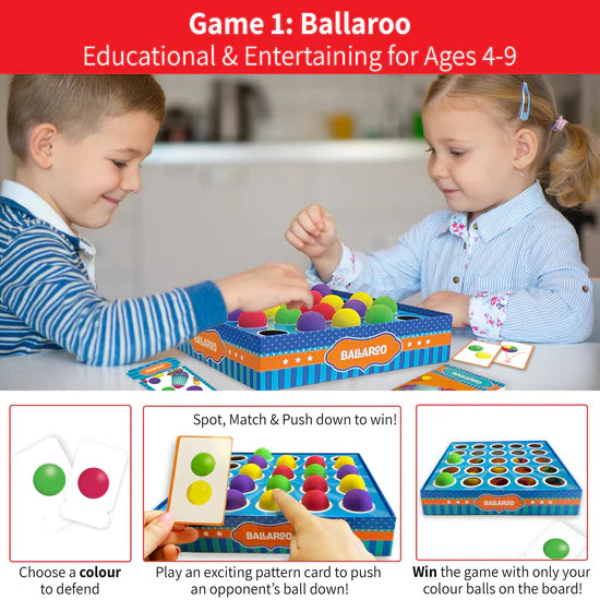 Ballaroo 3-in-1 Brain Games for Kids Age 4-8 Year Old, STEM Educational Toys, Mind Game, Sudoku, Ball Sort Puzzle, Gifts for Girls, Boys Ages 5, 6, 7