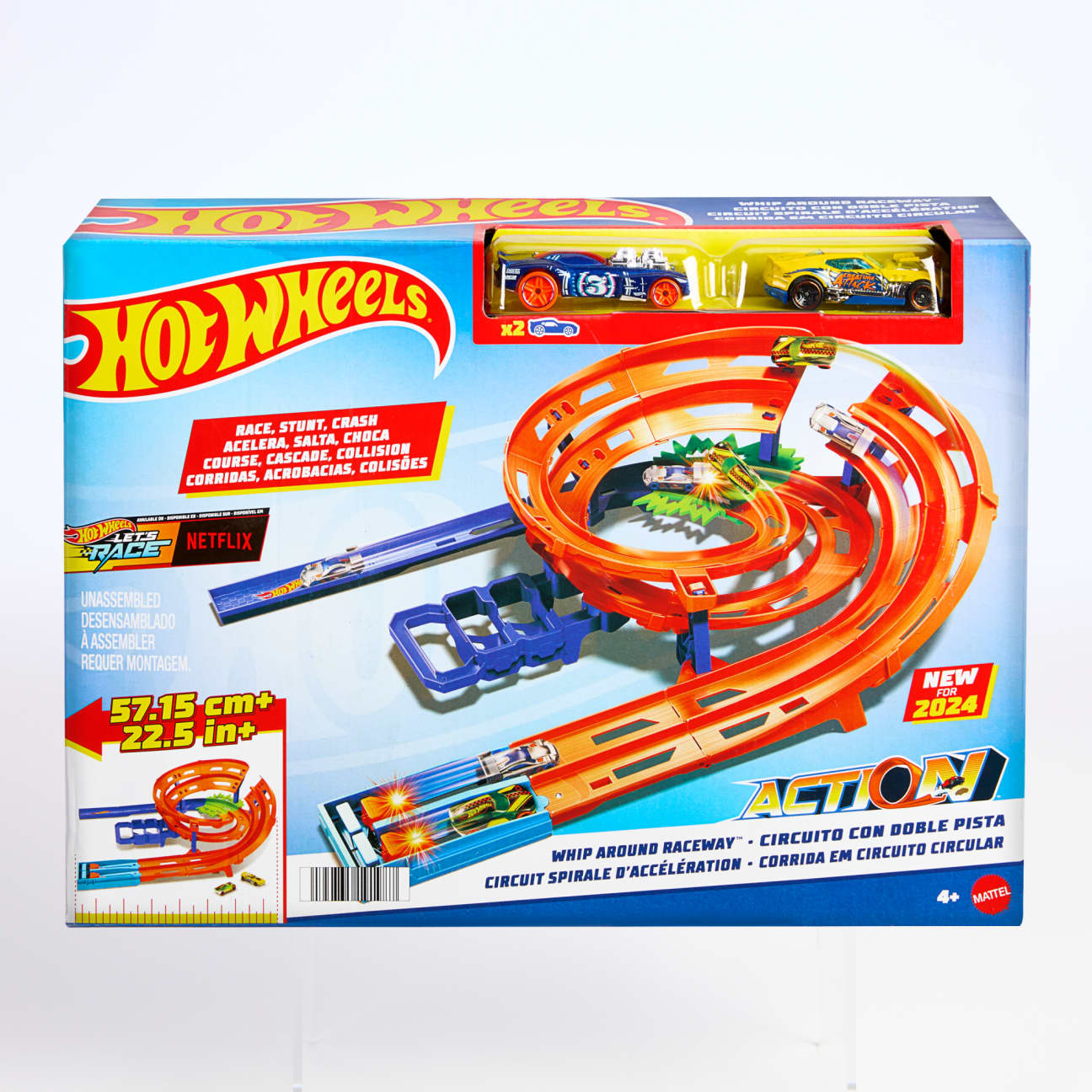 Hot Wheels Whip Around Raceway, Toy Cars in 1:64 Scale, Storage