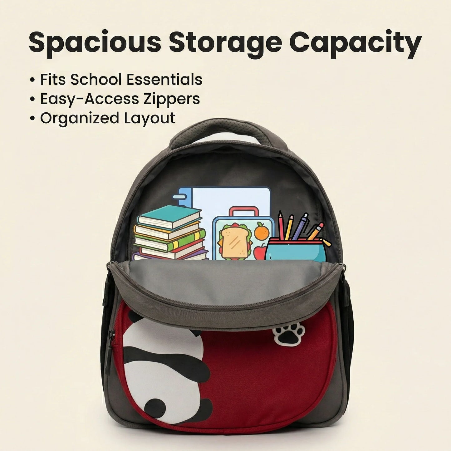 3D Panda Kids School Bag