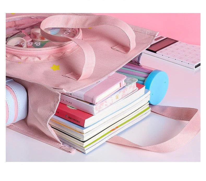 Cute Hand Carry Children's Tution Bag Super Large Capacity (Round Zip)