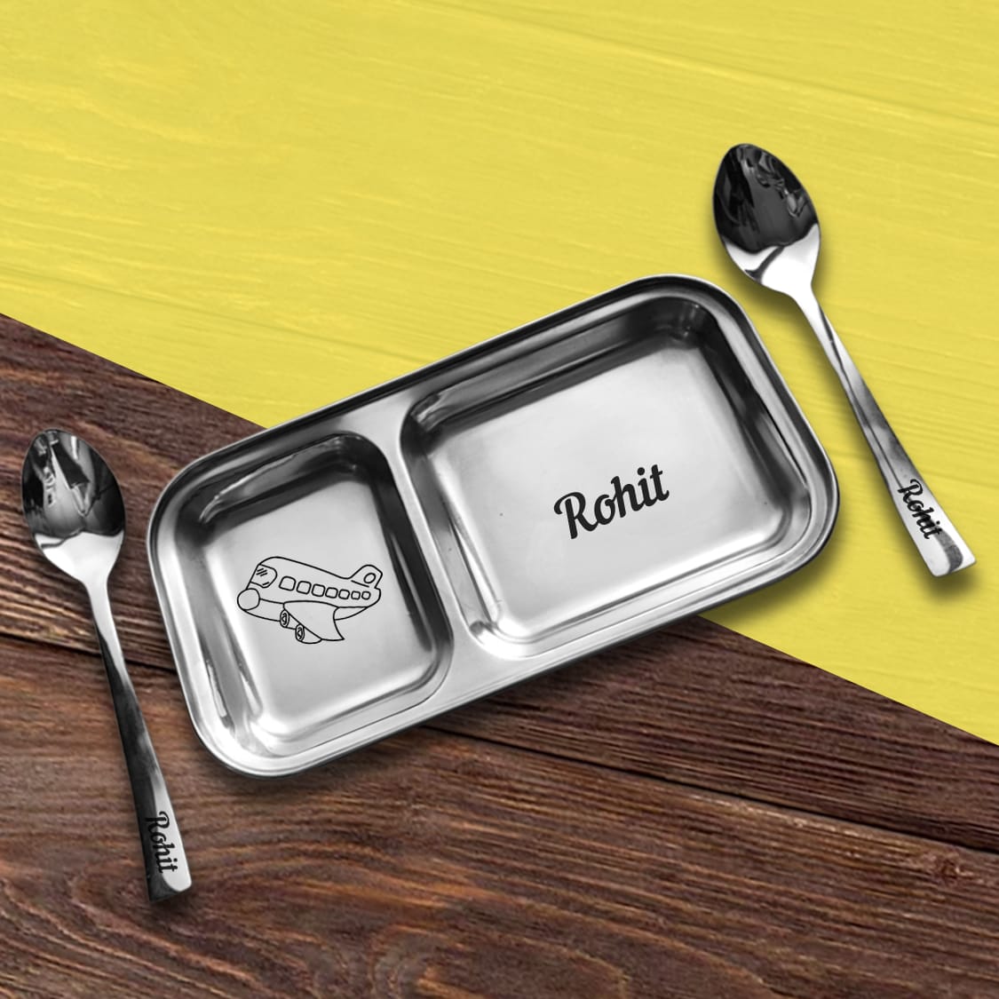 Personalised 2 in 1 Maggie thali set - Best birthday return gift