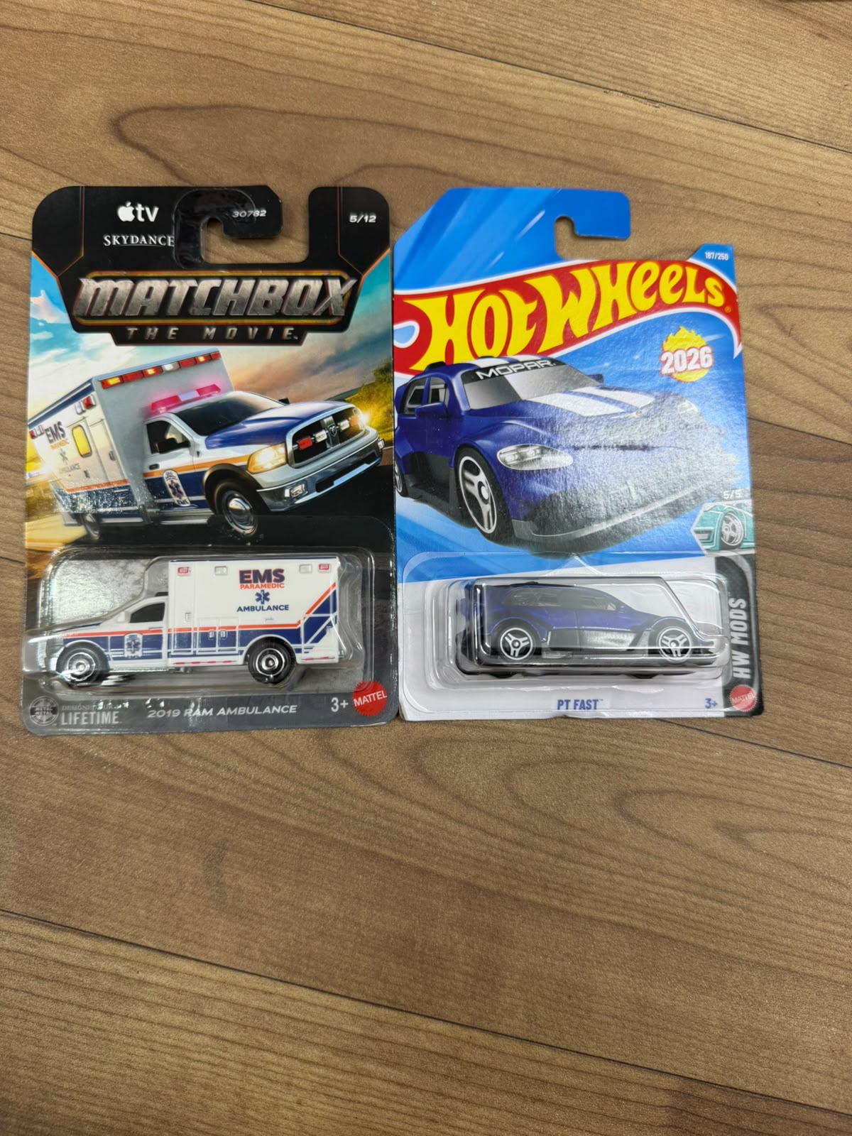 2019 RAM AMBULANCE (MATCHBOX CAR- 30782) AND PT FAST (SINGLE HOTWHEELS CAR)