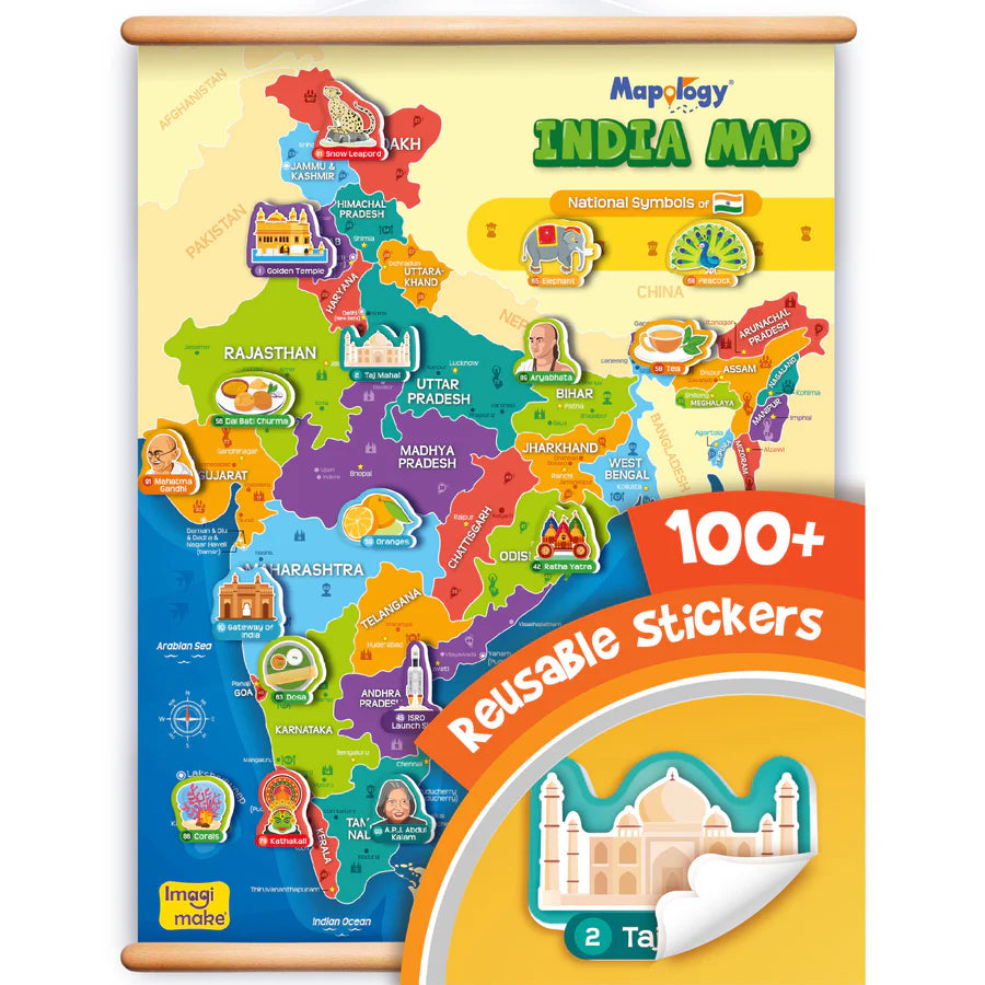 India Map Stack Imagimake Mapology India Map Wall Chart with Reusable Stickers – Etrending
