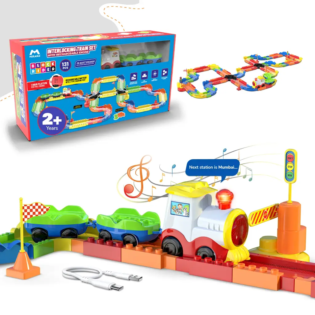 Mirana Block Rider Train Set Toy- 131 pcs