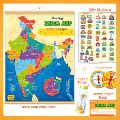 Imagimake Mapology India Map Wall Chart with Reusable Stickers