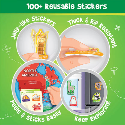 Imagimake Mapology World Map Wall Chart with Reusable Stickers